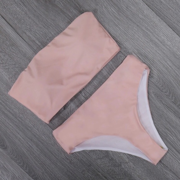 High Leg Bandeau bikini set-two piece swimsuit - Picture 4 of 4